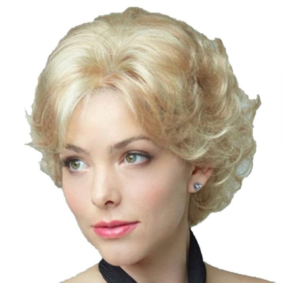 Accessories - Short Golden Blonde Wavy Curly Synthetic Wig Layer
